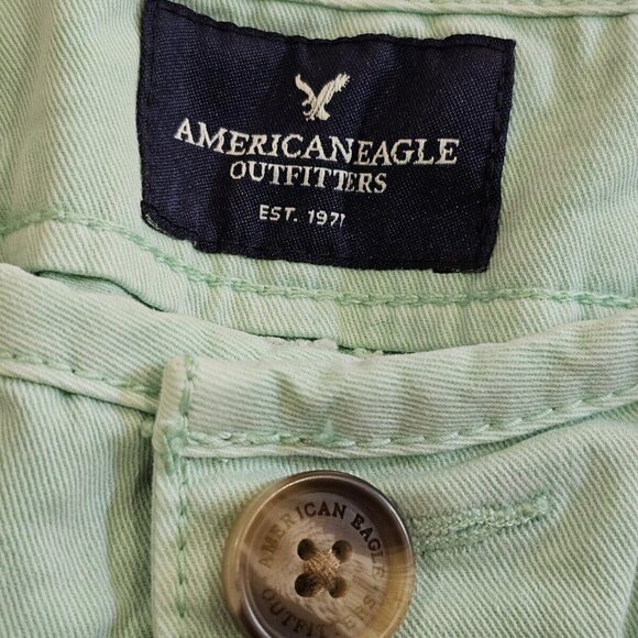 American Eagle Outfitters Midi Stretch Denim Shorts Women's 6 S (Teal/Green) - Picture 7 of 8